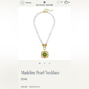 Susan Shaw NWT Madeline Green French Glass Pearl Necklace